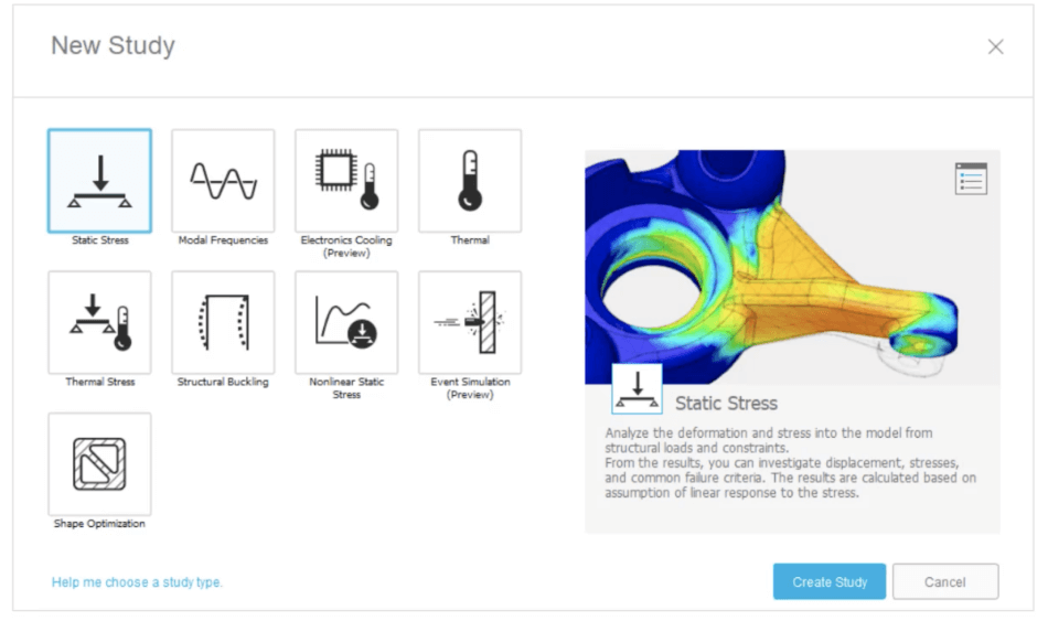 Fusion 360 simulation options