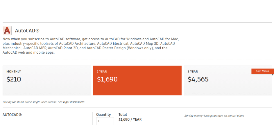 AutoCAD Pricing July 2020
